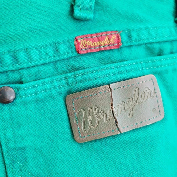 Vintage Wrangler Womens Acid Wash Green Jeans Size 5 High Rise Pockets 90s - Picture 5 of 9